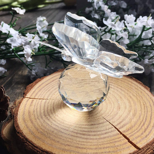 H&D HYALINE & DORA Crystal Flying Butterfly with Crystal Ball Base Animal Collectible Figurine