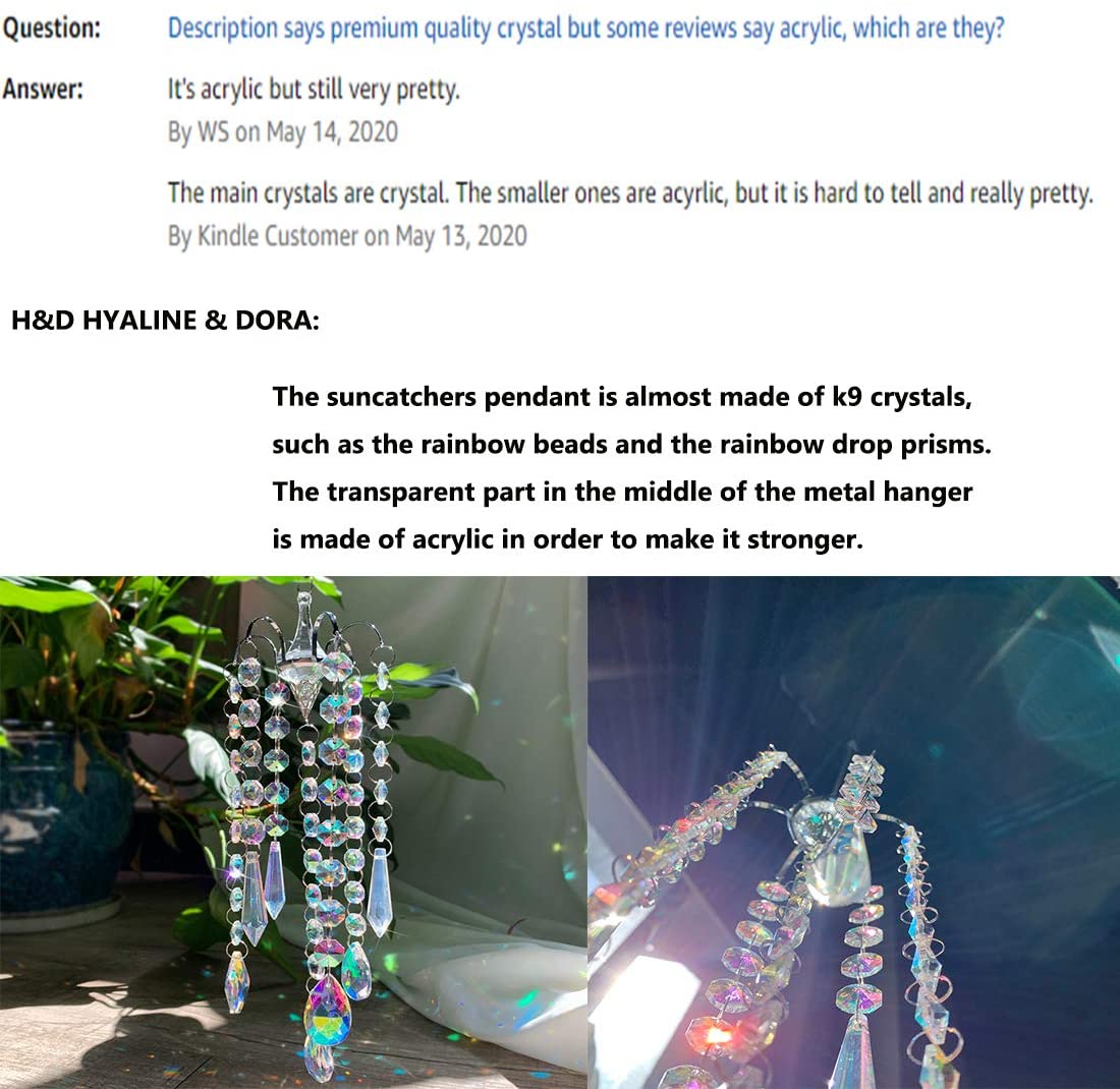 H&D HYALINE & DORA Chandelier Wind Chimes AB Coating Crystal Prisms Hanging Suncatcher Pendant Home Decor Gifts