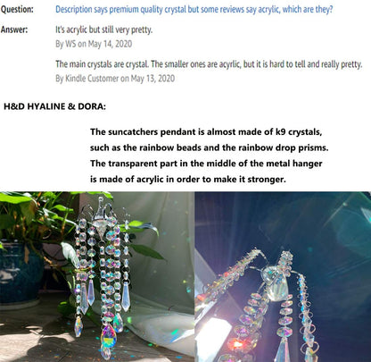 H&D HYALINE & DORA Chandelier Wind Chimes AB Coating Crystal Prisms Hanging Suncatcher Pendant Home Decor Gifts