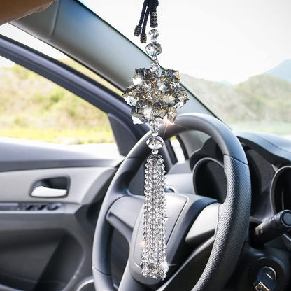 H&D HYALINE & DORA Crystal Maple Leaf Car Charms Pendant Hanging for Rear view Mirror