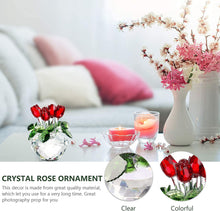 Load image into Gallery viewer, Red Rose Figurine Ornament Spring Bouquet Crystal Glass Flowers Gift-Boxed
