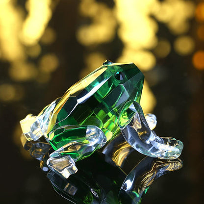 H&D HYALINE & DORA Small Crystal Frog Figurine Collection Paperweight Table Centerpiece Ornament