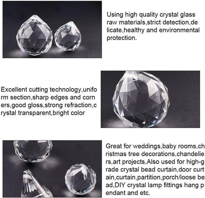 H&D HYALINE & DORA Pack of 12 Clear Crystal Chandelier Lamp Lighting Drops Pendants Balls Prisms Hanging Glass Prisms Parts Suncatcher Home/House Decor