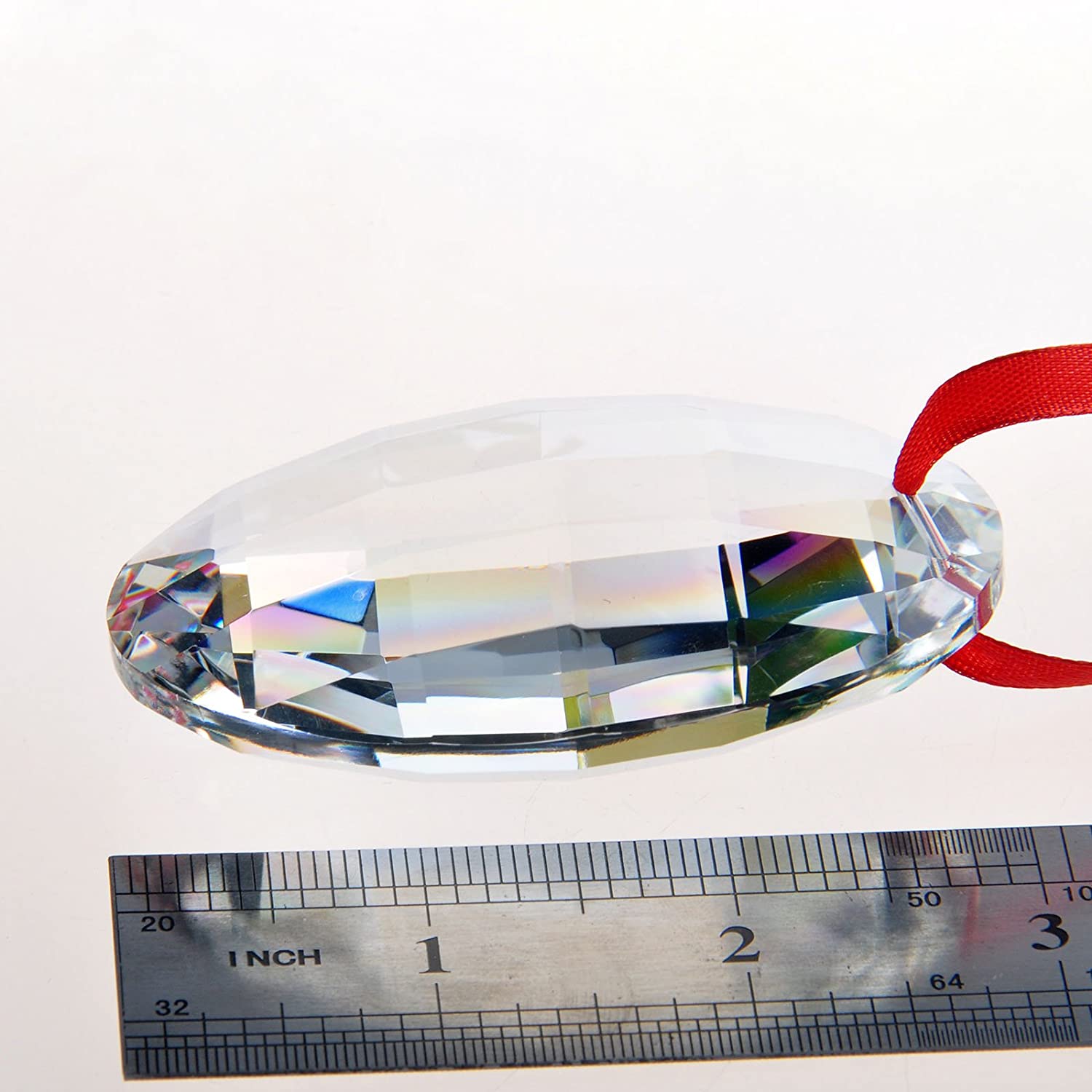 Oval Drop Hanging Crystals Chandelier Prisms Feng Shui Ornament Window Suncatchers 76mm