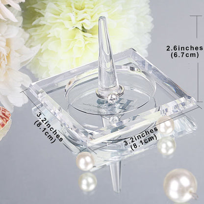 H&D HYALINE & DORA Square Crystal Glass Ring Holder for Jewelry