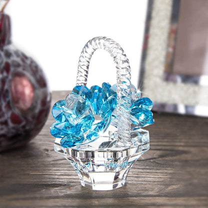 H&D HYALINE & DORA Crystal Flower Basket Figurine Collectibles Home Decor Tabletop Gift