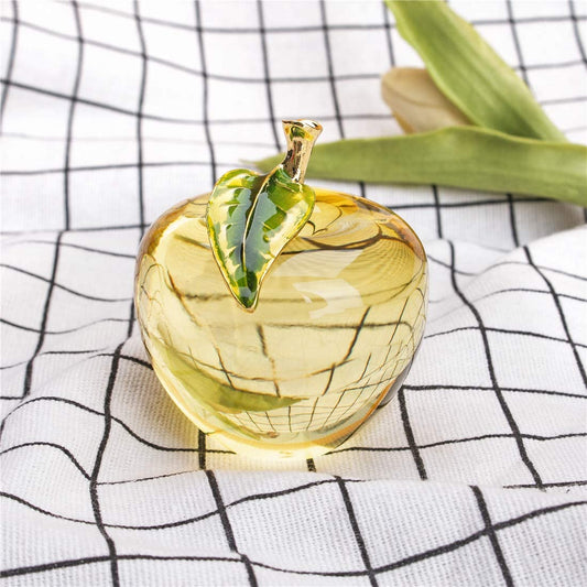 H&D HYALINE & DORA Glaze Crystal Apple Paperweight Craft Decoration (yellow)