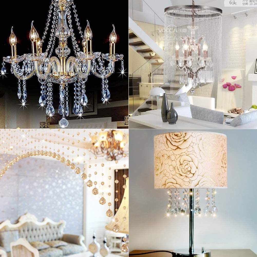 H&D HYALINE & DORA Pack of 12 Clear Crystal Chandelier Lamp Lighting Drops Pendants Balls Prisms Hanging Glass Prisms Parts Suncatcher Home/House Decor