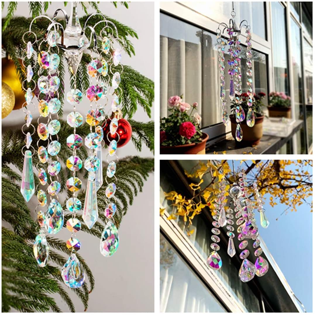 H&D HYALINE & DORA Chandelier Wind Chimes AB Coating Crystal Prisms Hanging Suncatcher Pendant Home Decor Gifts