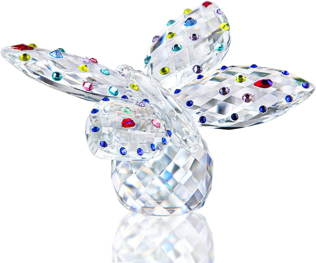 Large Crystal Butterfly 4'' Width Glass Figurines Collectibles with Crystal Ball Base Cut Glass Ornament Statue Animal Collectible Christmas Gift