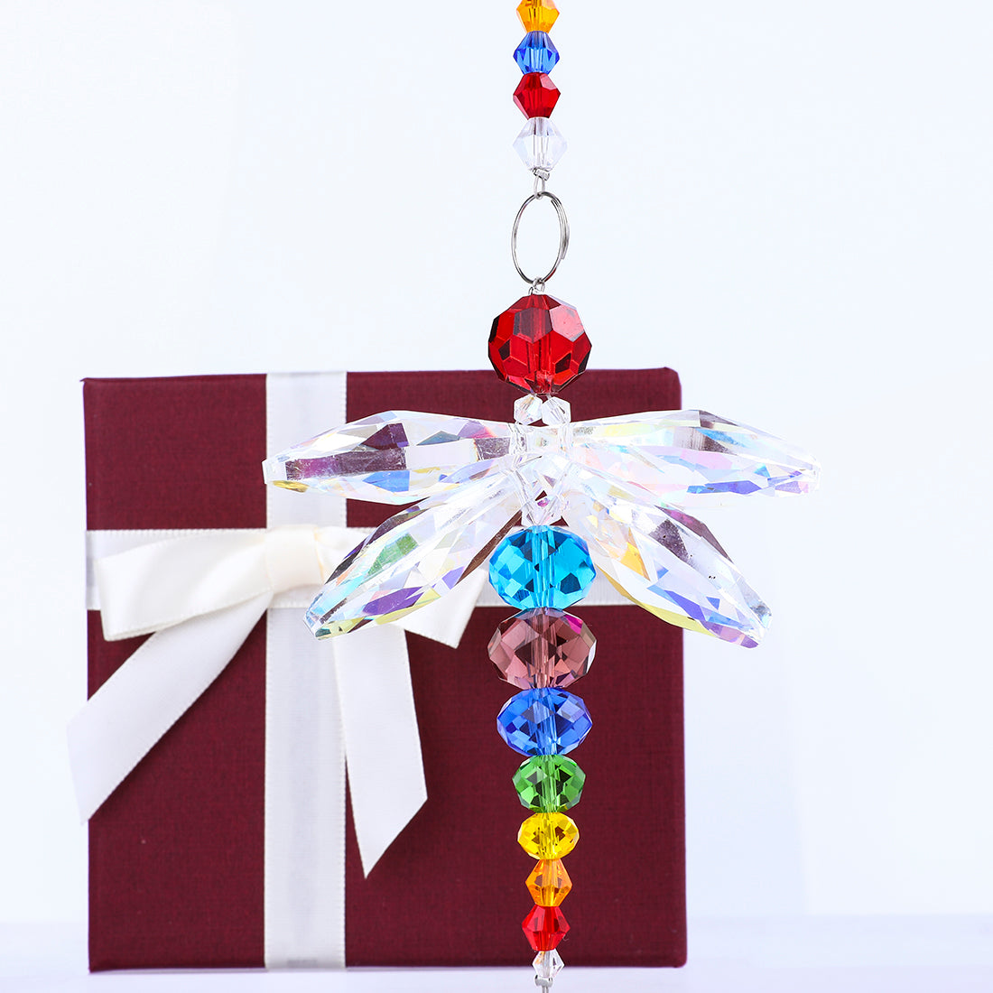 H&D HYALINE & DORA Crystal Dragonfly Pendant Glass Suncatcher for Home Fengshui Decoration Window Decor
