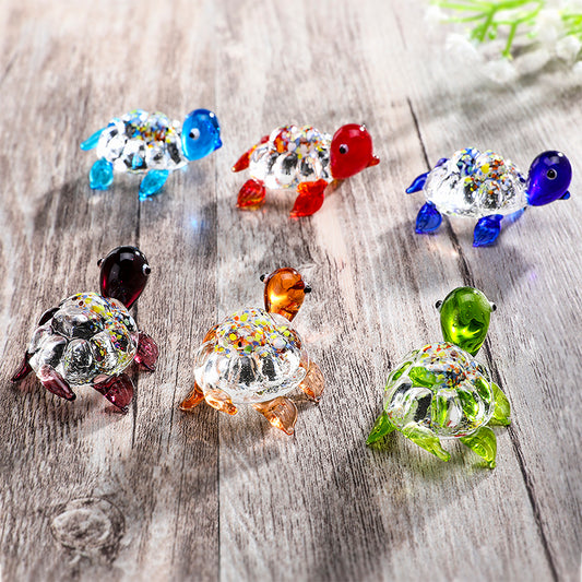H&D HYALINE & DORA Crystal suncatcher Handmade Tiny Turtle Hand Blown Glass Ornaments Gifts Decor Collectible Figurine Gardens(Turtle)