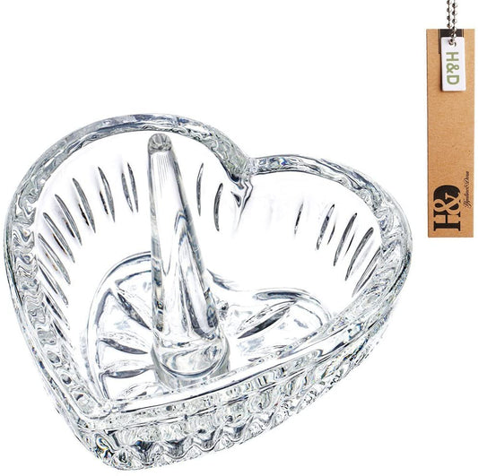 H&D HYALINE & DORA Crystal Heart Shaped Ring Holder Jewelry Display Collectibles Dish