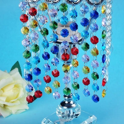 H&D HYALINE & DORA 6FT Glass Crystal Rainbow Color 14mm Octagon Beads Chain Chandelier Prisms Hanging Wedding Garland
