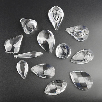 H&D HYALINE & DORA Pack of 12 Clear Crystal Chandelier Lamp Lighting Drops Pendants Balls Prisms Hanging Glass Prisms Parts Suncatcher Home/House Decor