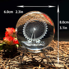 Load image into Gallery viewer, H&amp;D 2.4in 3D Ferris Wheel Crystal Ball with Stand,Fengshui Glass Ball Home Decor
