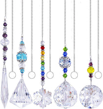 Load image into Gallery viewer, 5 pcs Chakra Hanging Chandelier Suncatchers Rainbow Maker Window Sun Catcher Christmas Gift for Her,Kids,Hanging Holiday Decorations
