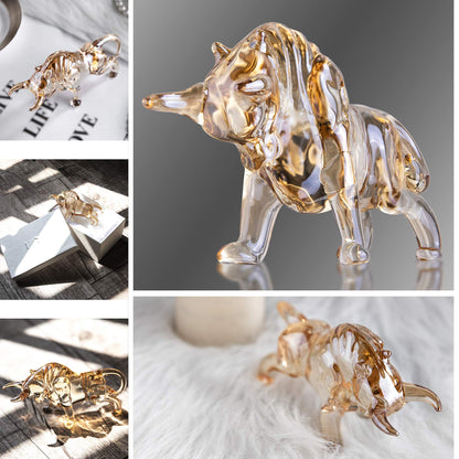 H&D HYALINE & DORA FengShui Crystal Statues Wall Street Bull Figurine Sculpture Christmas Gift