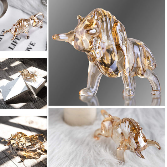 H&D HYALINE & DORA FengShui Crystal Statues Wall Street Bull Figurine Sculpture Christmas Gift