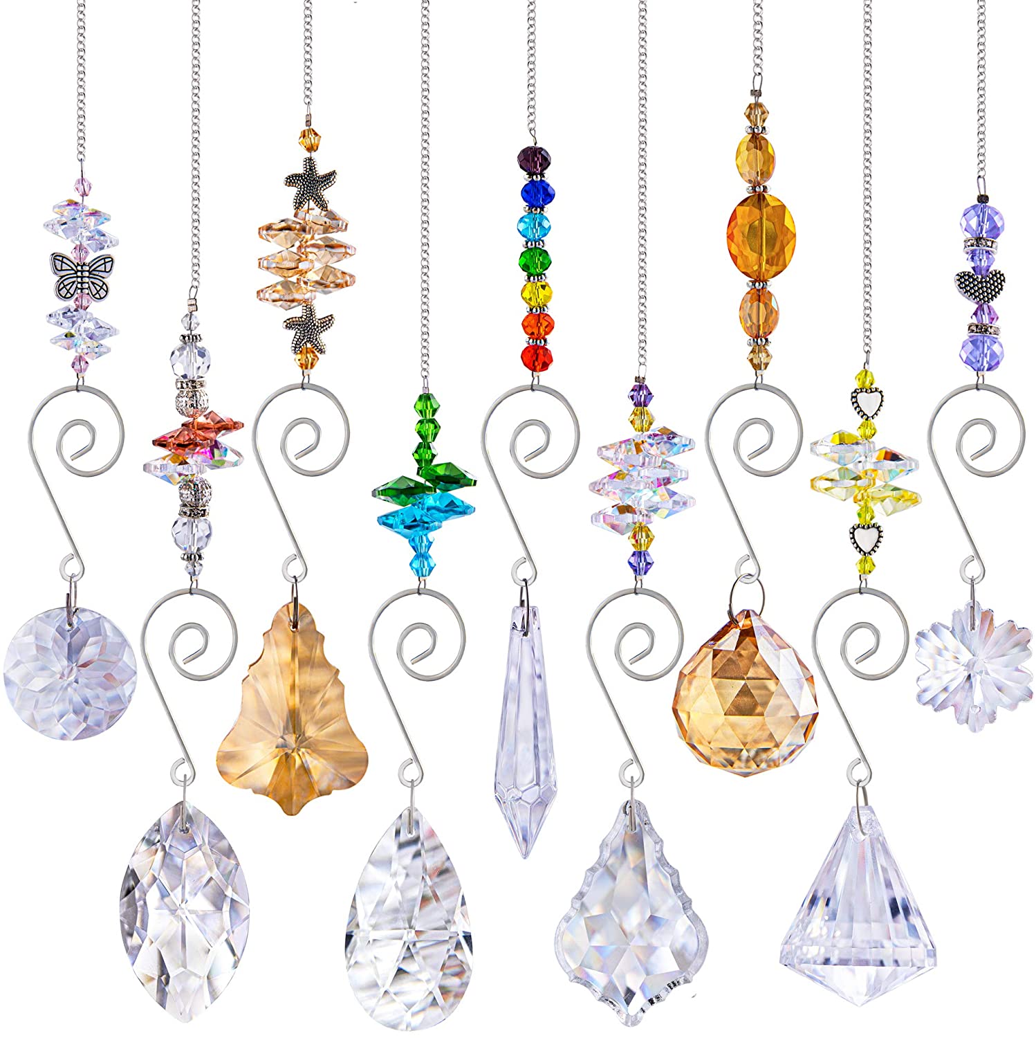 9pcs Crystal Suncatchers Hanging Crystals
