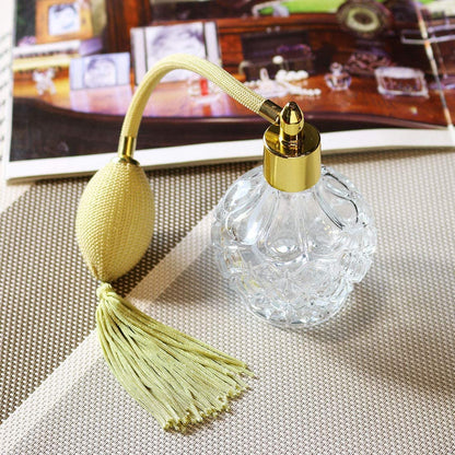 H&D HYALINE & DORA Charming Clear Checked Carved Glass Empty Refillable Perfume Bottle with Spray Atomizer