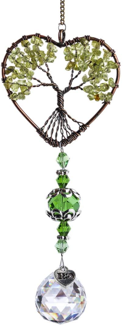 H&D HYALINE & DORA Tree of Life Crystal Suncatchers Rear View Mirror Hanging Pendant Car Charms