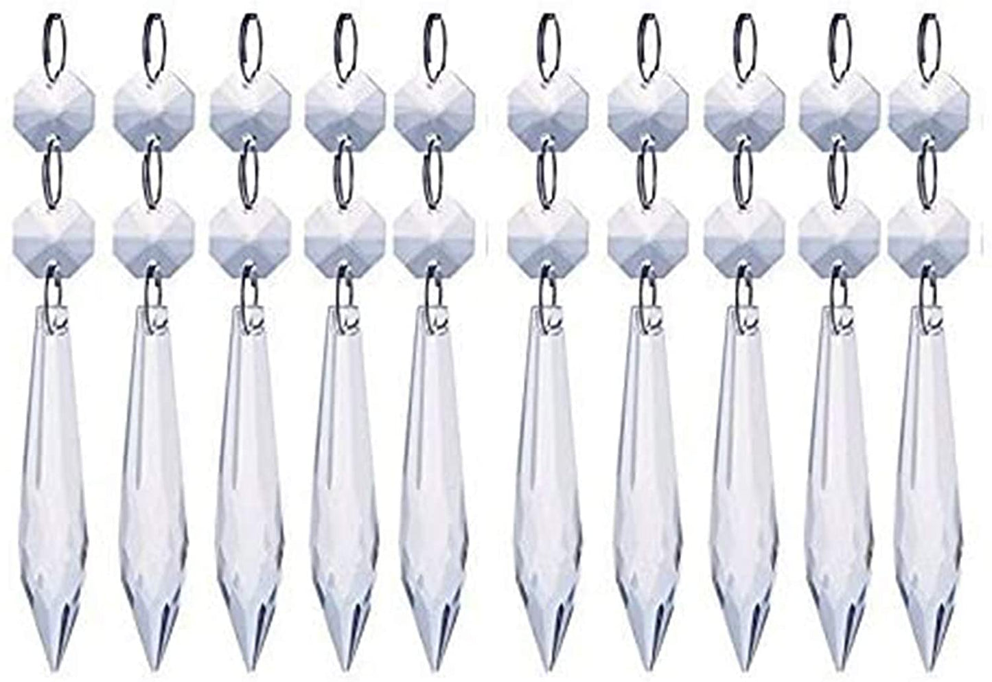 H&D HYALINE & DORA 10pcs 2.5in Clear Crystal Chandelier Prism Icicle Drop Pendant