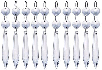 H&D HYALINE & DORA 10pcs 2.5in Clear Crystal Chandelier Prism Icicle Drop Pendant