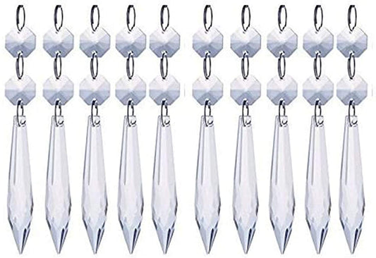 H&D HYALINE & DORA 10pcs 2.5in Clear Crystal Chandelier Prism Icicle Drop Pendant
