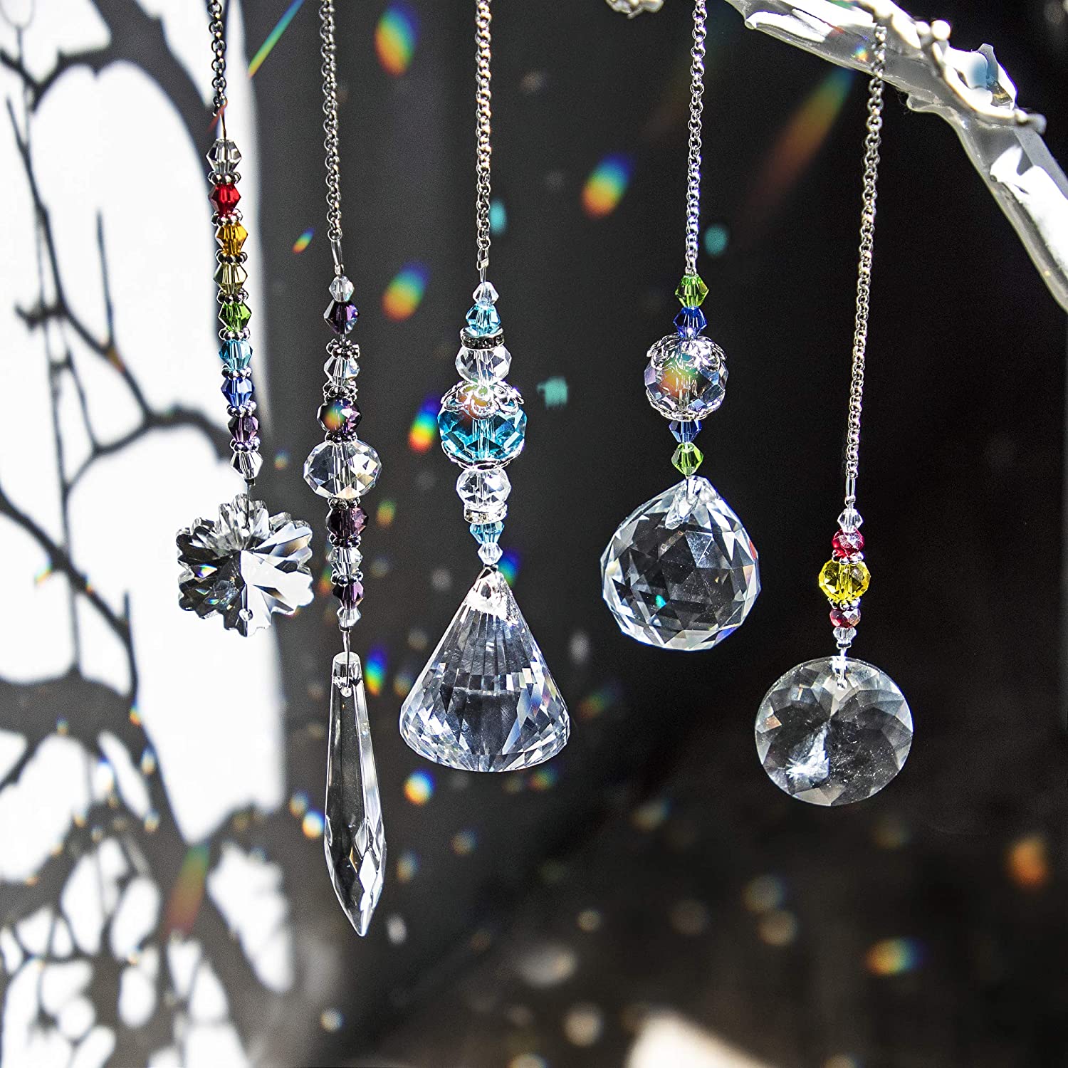 H&D HYALINE & DORA 1 5PCS Crystal Suncatchers for Windows Pendants, Sun  Catcher with Colorful Crystal Prisms Chain Christmas Ornament for Window  Home