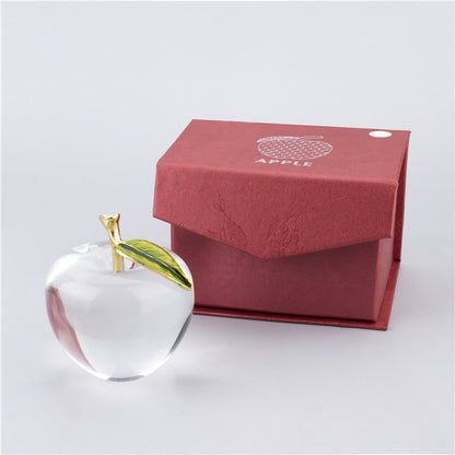 H&D HYALINE & DORA Unique Crystal Apple Figurine Paperweight,Art Glass Apple Collectible Figurines Best for Lucky Christmas Eve Gifts/Great Wedding Decor Gifts