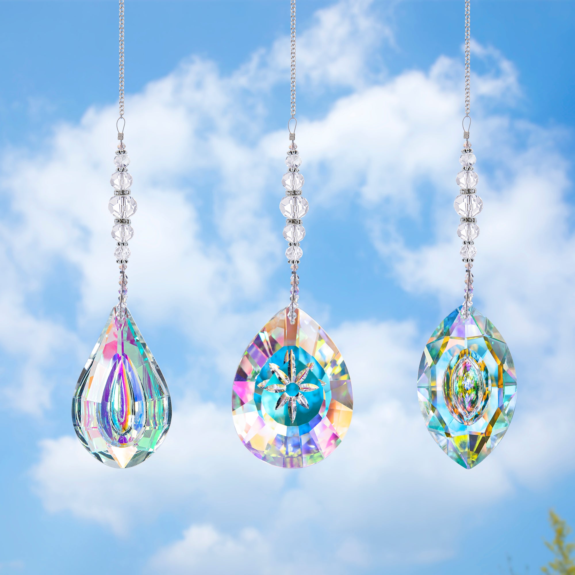 Hanging Crystals Suncatcher Ornament Guardian Angel Lotus Decor