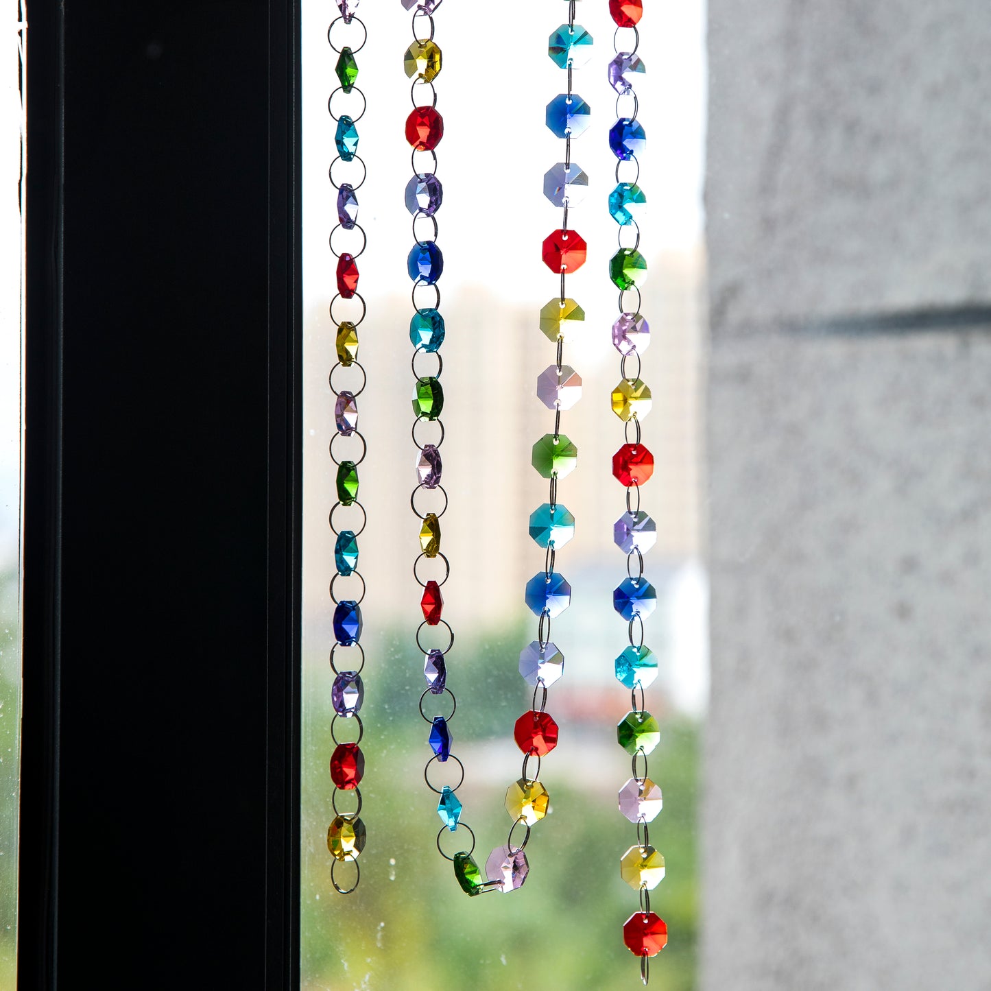 H&D HYALINE & DORA 6FT Glass Crystal Rainbow Color 14mm Octagon Beads Chain Chandelier Prisms Hanging Wedding Garland