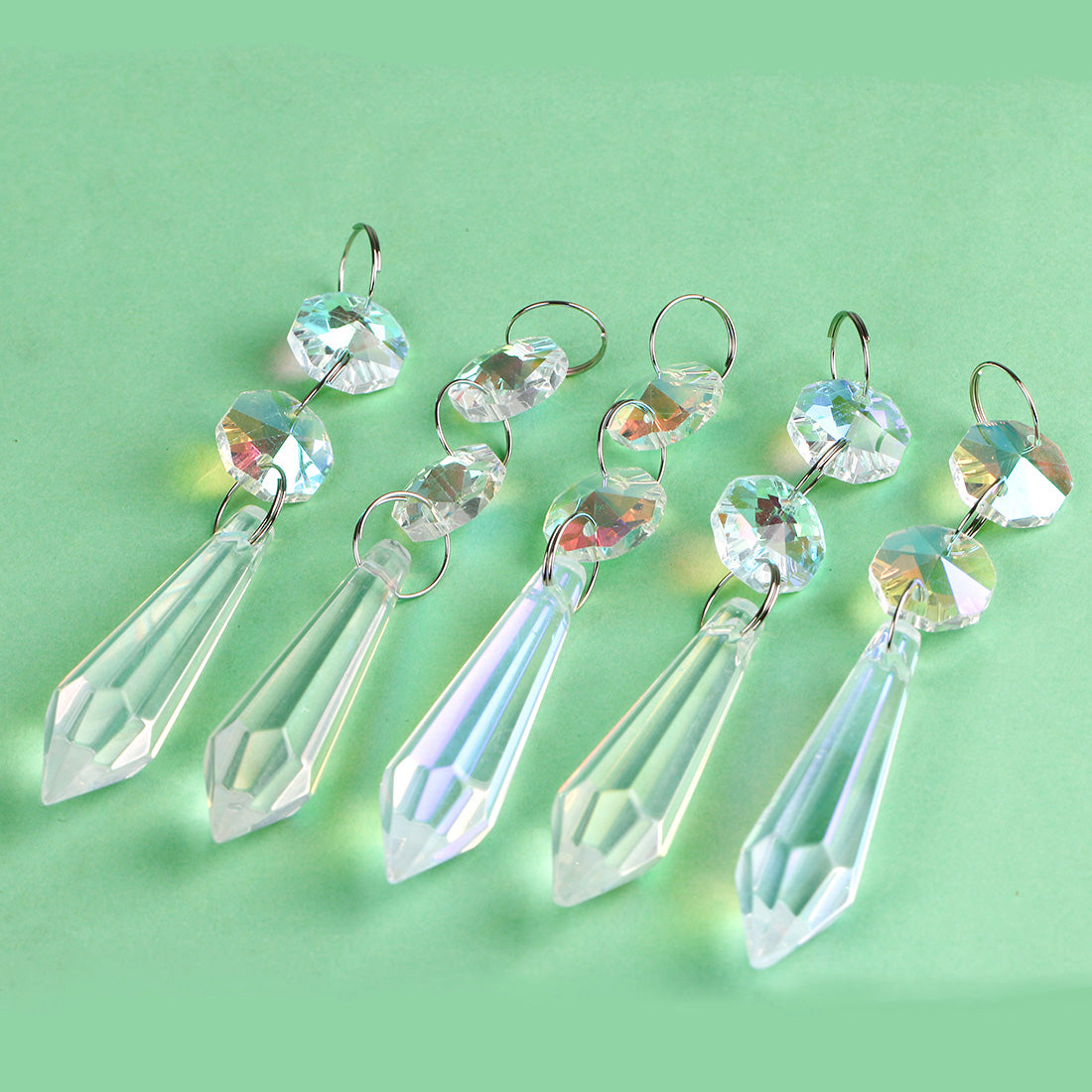 H&D HYALINE & DORA 20pcs 55mm Chandelier Icicle Crystal Prism,with Octagon Beads,Pack of 20 Chandelier Pendant