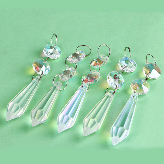 H&D HYALINE & DORA 20pcs 55mm Chandelier Icicle Crystal Prism,with Octagon Beads,Pack of 20 Chandelier Pendant