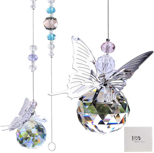 H&D HYALINE & DORA 30mm Handmade Butterfly Crystal Ball Prism Rainbow Maker Hanging Suncatcher