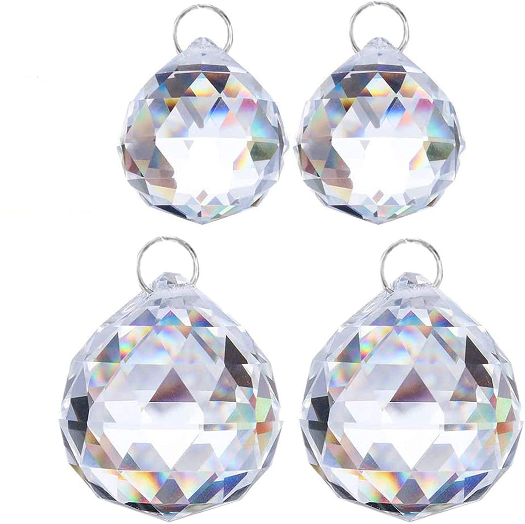 H&D 4 pcs Glass Crystal Ball Prism Pendant Suncatcher 20mm & 40mm