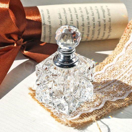 H&D HYALINE & DORA 5ml Clear Cubic Carved Decor Refillable Empty Crystal Perfume Bottle