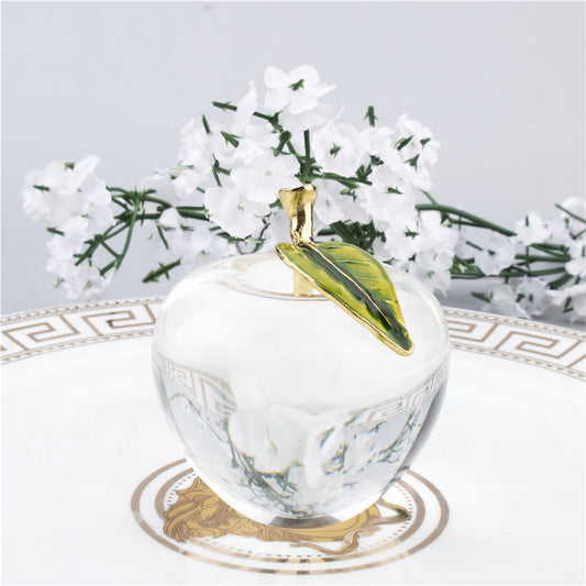 H&D HYALINE & DORA Unique Crystal Apple Figurine Paperweight,Art Glass Apple Collectible Figurines Best for Lucky Christmas Eve Gifts/Great Wedding Decor Gifts