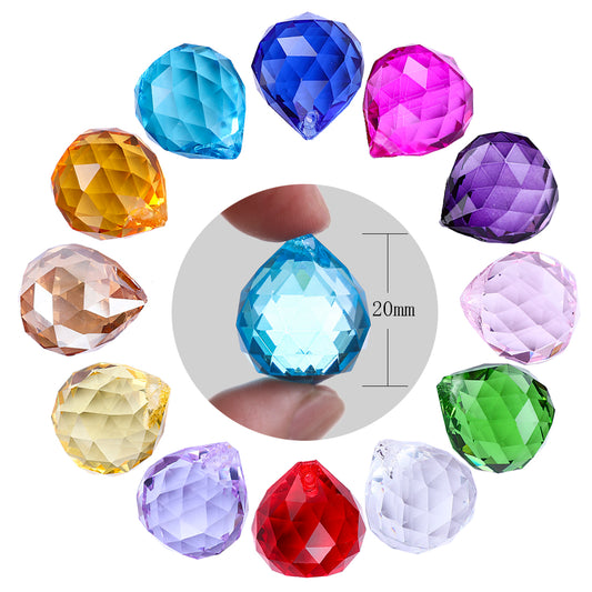 H&D HYALINE & DORA 20mm Multi-Color Crystal Ball Prism Feng Shui Faceted Decorating,Pack of 12