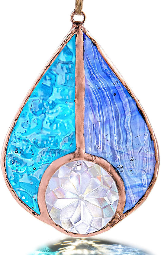 H&D HYALINE & DORA Colorful Teardrop Stained Glass Windows hangings Suncatchers Art