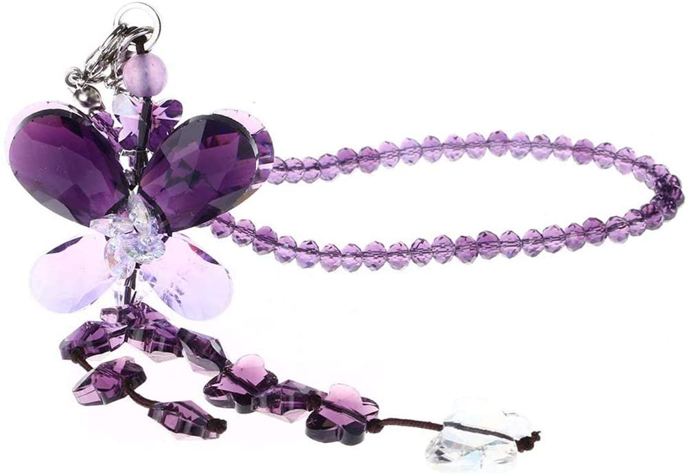 H&D Car Charms Rear View Mirror Accessorie Crystal Hanging Prisms (Purple)