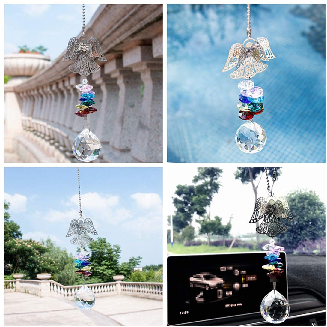 H&D HYALINE & DORA Hanging Crystal Guardian Angel Suncatcher Car Charm for Rear View Mirror