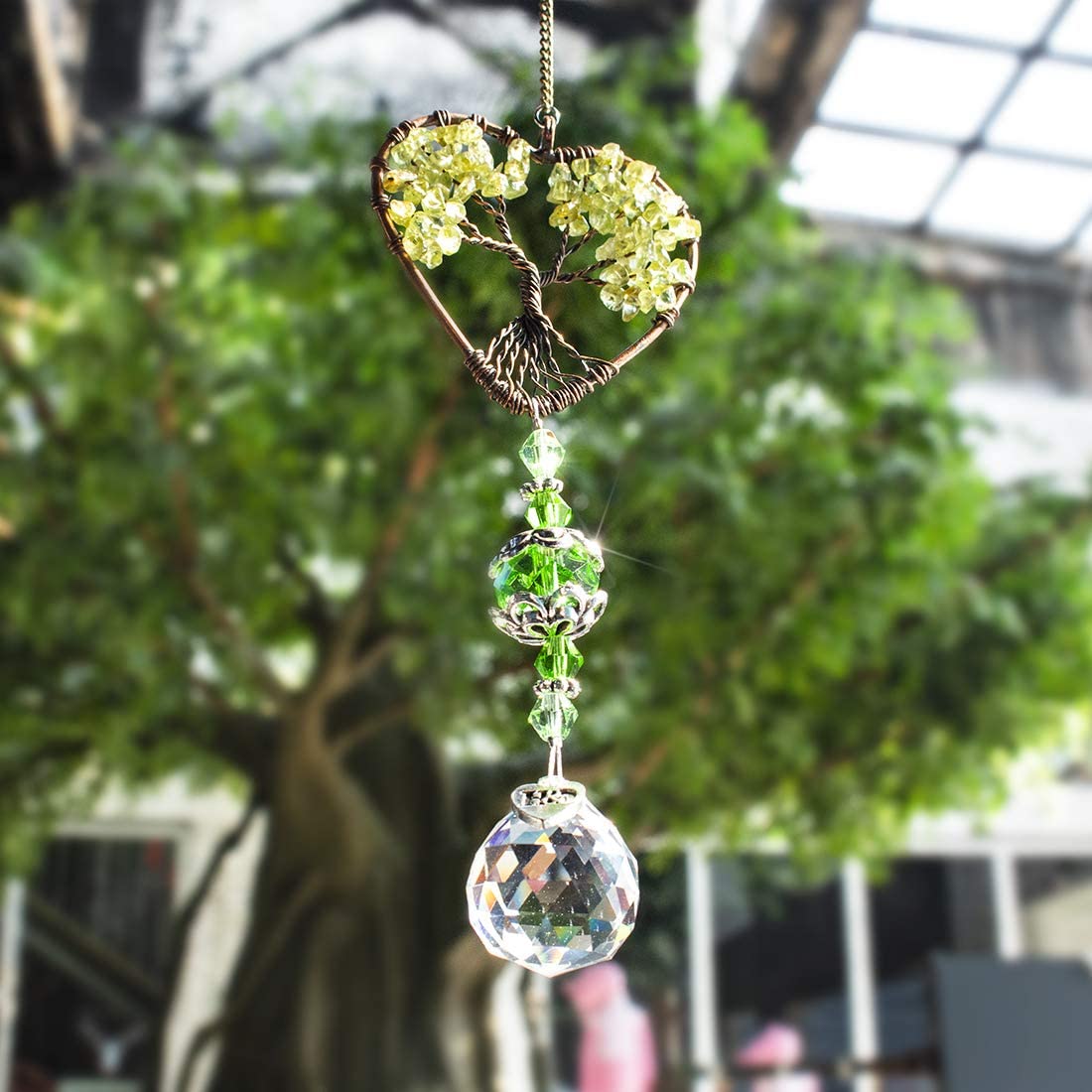 H&D HYALINE & DORA Tree of Life Crystal Suncatchers Rear View Mirror Hanging Pendant Car Charms