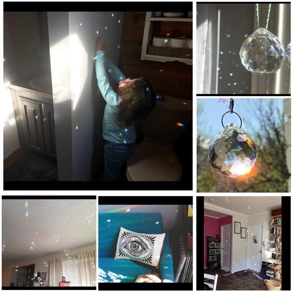 H&D HYALINE & DORA 10pcs 30mm Clear Crystal Ball Prism Rainbow Suncatcher Hanging Pendants