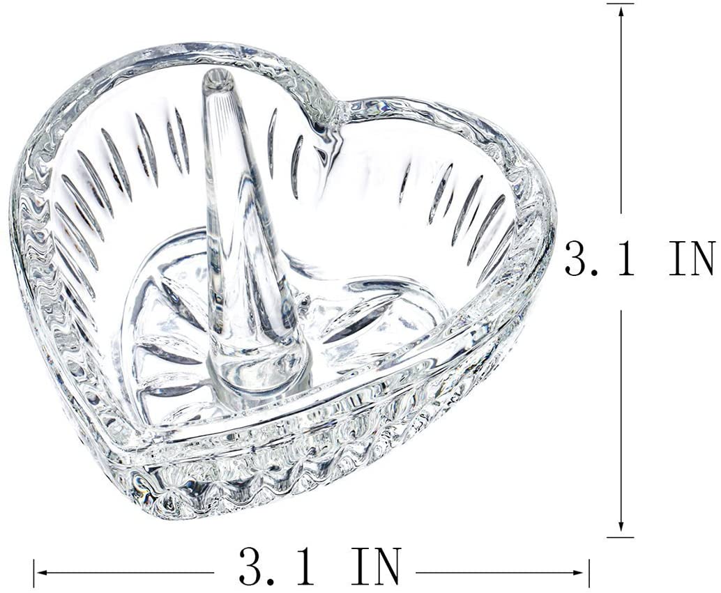 H&D HYALINE & DORA Crystal Heart Shaped Ring Holder Jewelry Display Collectibles Dish