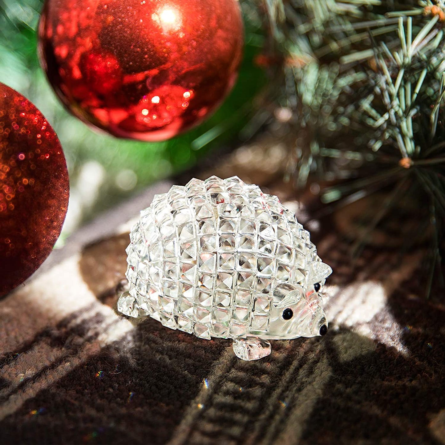 H&D HYALINE &DORA Cut Clear Crystal Hedgehog Animal Figurine Collection Glass Ornament