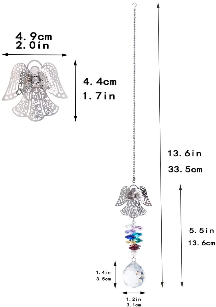 H&D HYALINE & DORA Hanging Crystal Guardian Angel Suncatcher Car Charm for Rear View Mirror