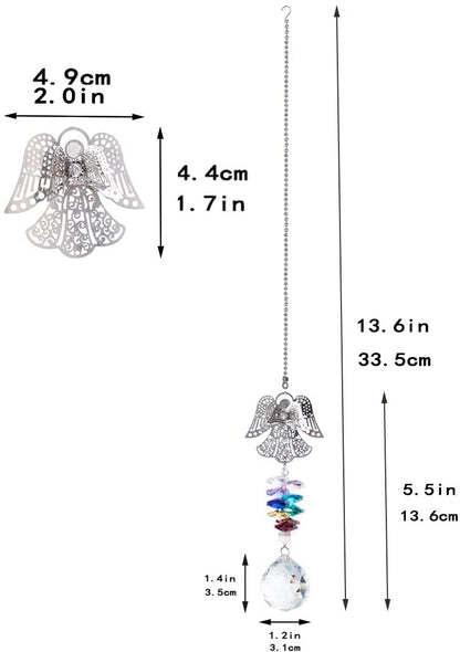 H&D HYALINE & DORA Hanging Crystal Guardian Angel Suncatcher Car Charm for Rear View Mirror