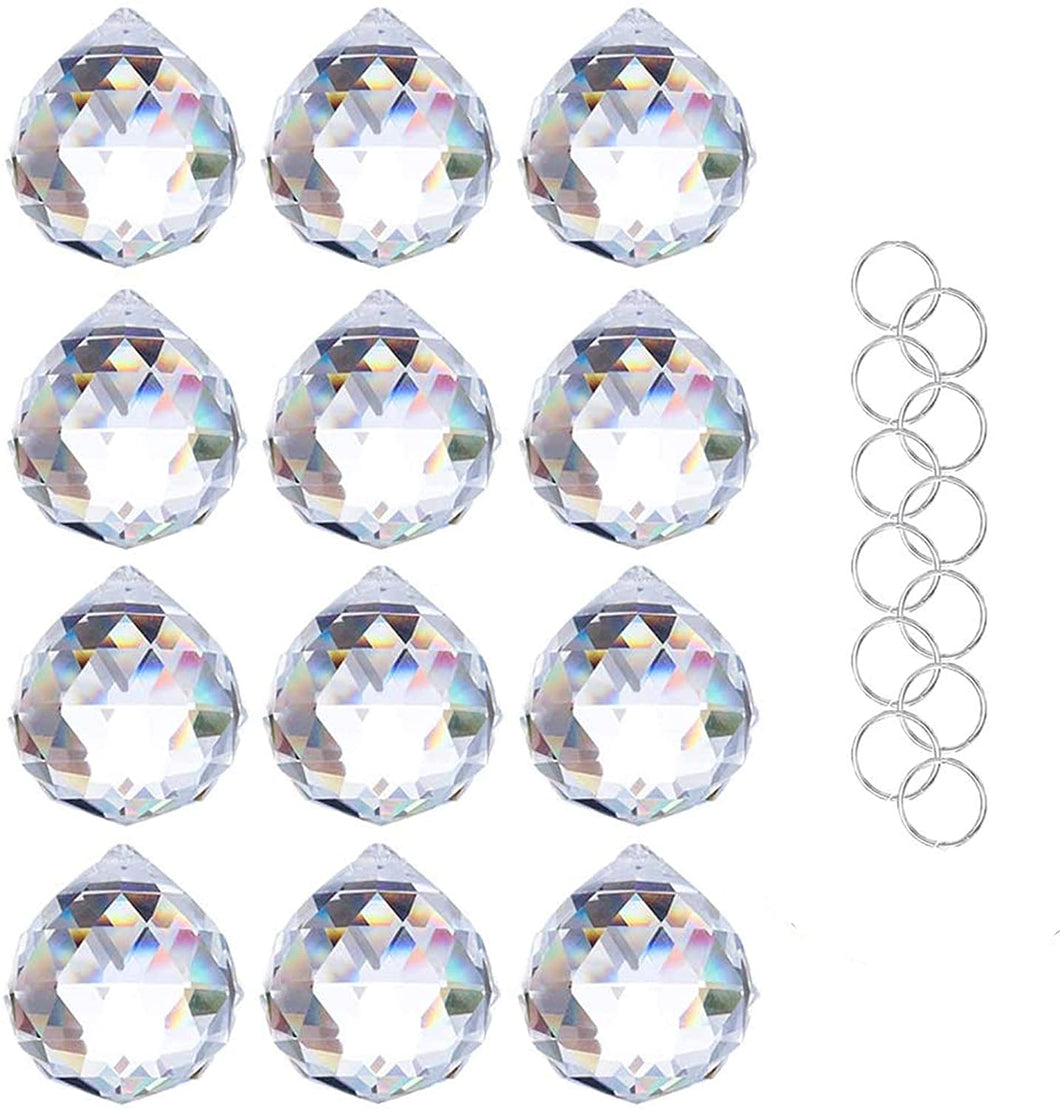 H&D 12pcs Glass Crystal Ball Prism Hanging Lamp Chandelier Pendant Suncatcher